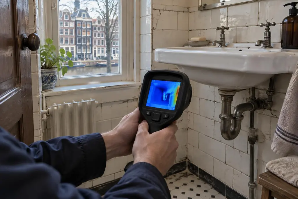 Lekdetectie Den Helder – badkamer met oude leidingen achter de tegels