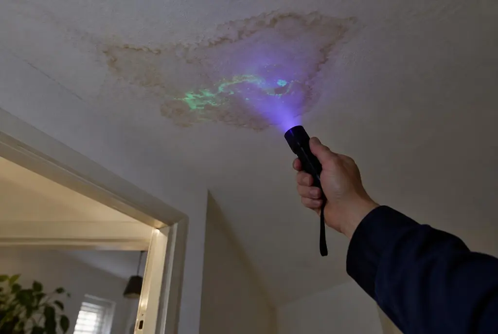 Lekdetectie Den Helder – kleurstof controleren op het plafond met uv-licht