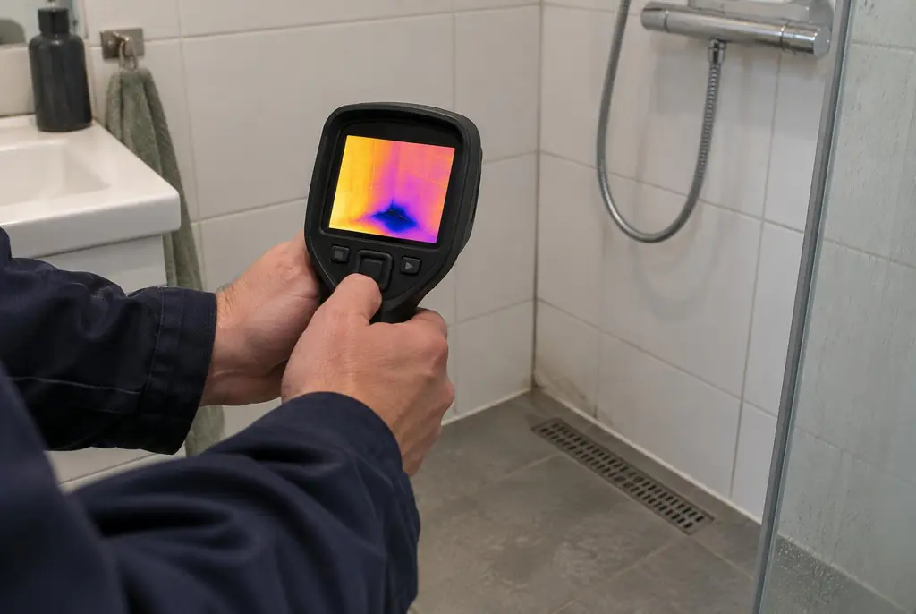 Lekdetectie Den Helder – lekdetectiespecialist met warmtebeeldcamera in een badkamer